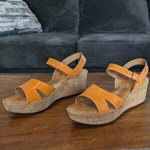 Born - Du Jour Wedge Sandal - Mango Orange | Leather, Cork - Womens 11